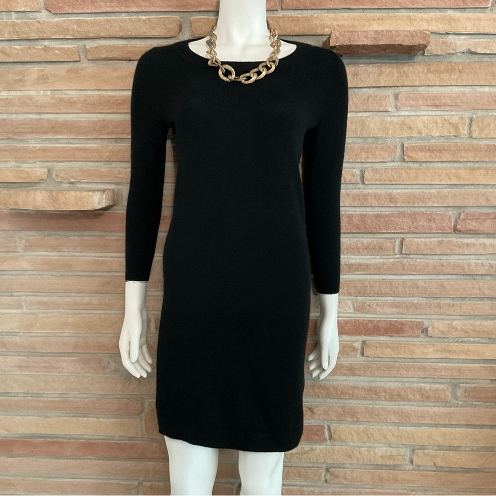 J Crew 100% Cashmere Black Long Sleeve Sweater Dress XS